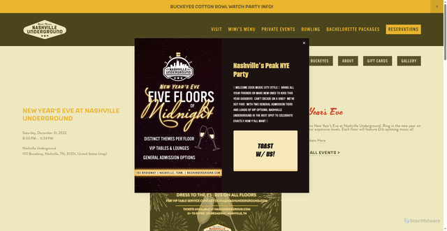 Security scan screenshot of https://www.nashunderground.com/events-calendar/newyearseve-peachbowl