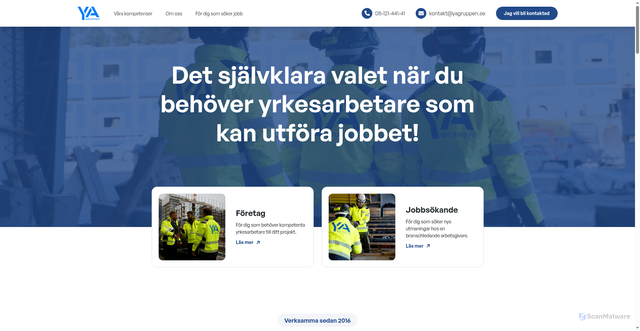 Security scan screenshot of https://yagruppen.se