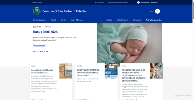 Security scan screenshot of https://www.comune.sanpietrodifeletto.tv.it/