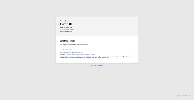 Security scan screenshot of https://www.njcourts.gov/