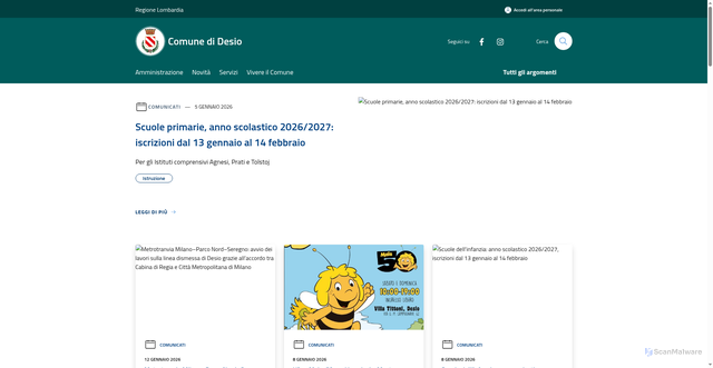 Security scan screenshot of https://www.comune.desio.mb.it/it