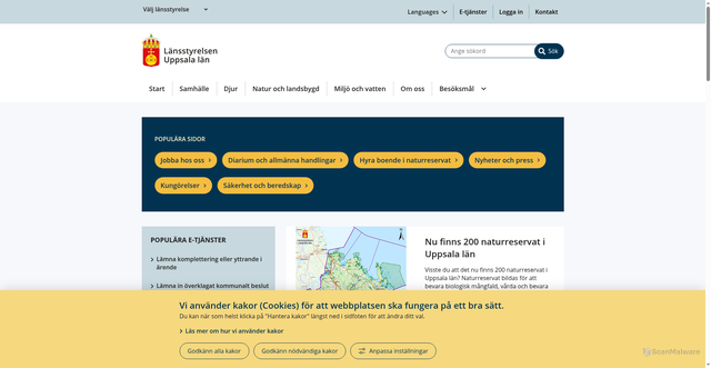 Security scan screenshot of https://www.lansstyrelsen.se/uppsala