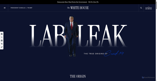 Security scan screenshot of https://www.whitehouse.gov/lab-leak-true-origins-of-covid-19/