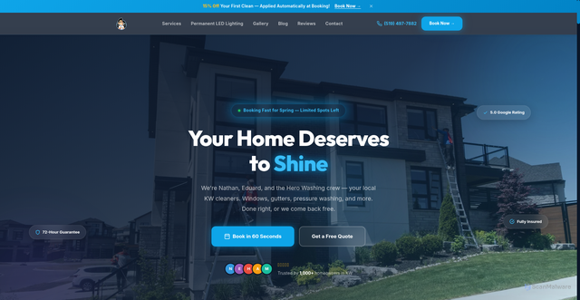 Security scan screenshot of https://hero-washing-site-git.pages.dev/