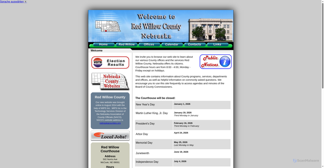 Security scan screenshot of https://redwillowcountyne.gov/