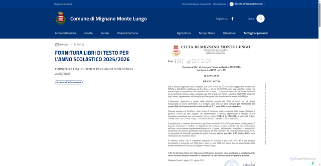 Security scan screenshot of https://comune.mignanomontelungo.ce.it/