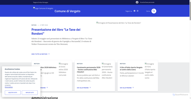 Security scan screenshot of https://www.comune.vergato.bo.it