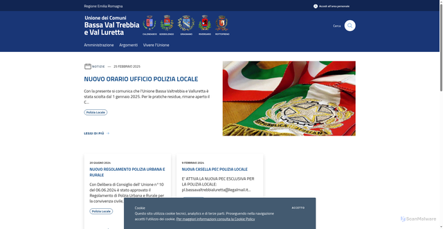 Security scan screenshot of https://www.unionecomuni-valtrebbia-valluretta.it/it