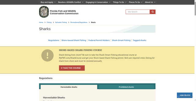 Security scan screenshot of https://myfwc.com/fishing/saltwater/recreational/sharks/