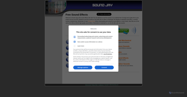 Security scan screenshot of https://soundjay.com
