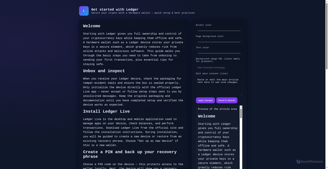 Security scan screenshot of http://startt-en-ledger--com.pages.dev/