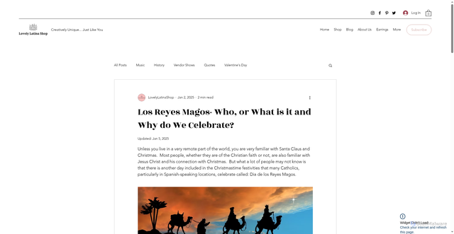 Security scan screenshot of https://www.lovelylatinashop.com/post/los-reyes-magos-who-or-what-is-it-and-why-do-we-celebrate?srsltid=AfmBOoqmJL0i1ppBBjM6yp3F06Q39EbMZXzg1FtaCrwbfjK4HCqZ6J6-