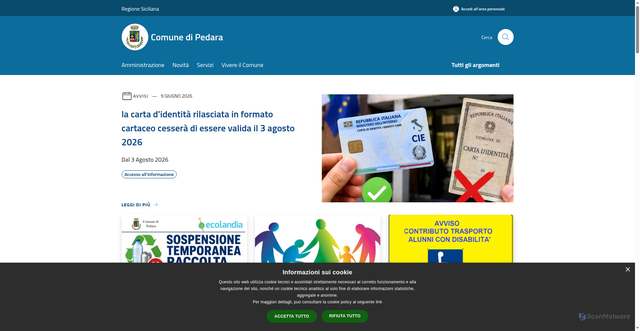 Security scan screenshot of https://www.comune.pedara.ct.it
