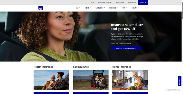 Security scan screenshot of https://axa.co.uk