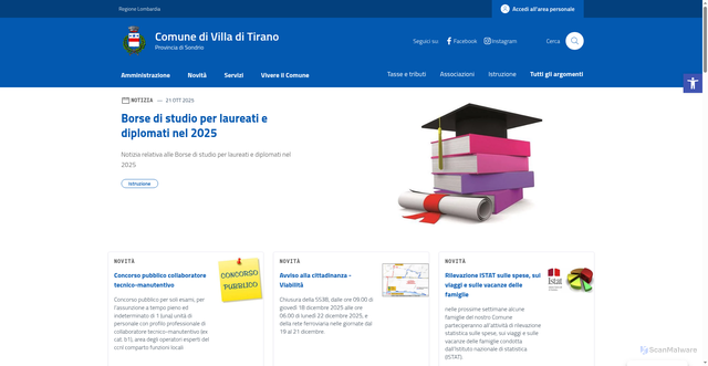 Security scan screenshot of https://comune.villaditirano.so.it/