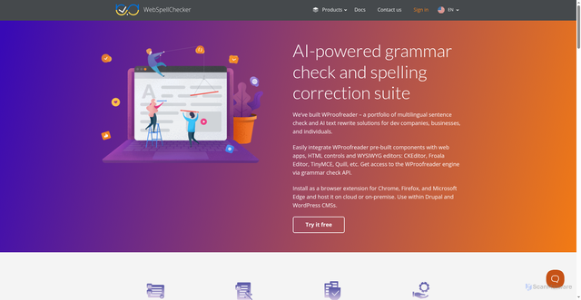 Security scan screenshot of https://webspellchecker.net