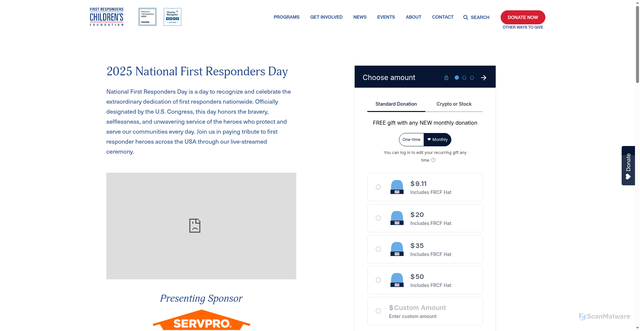 Security scan screenshot of https://1strcf.org/national-first-responders-day/