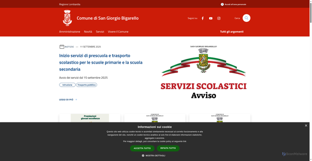 Security scan screenshot of https://www.comune.sangiorgiobigarello.mn.it/it