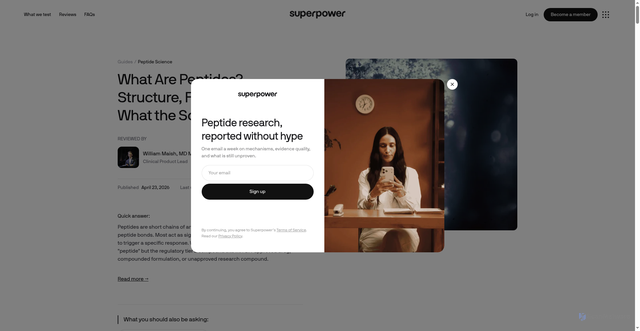 Security scan screenshot of https://superpower.com/guides/peptide-science/what-are-peptides?srsltid=AYCX9vL3PA8GFoOWlFEYhb7BWMQQpdA2EpPwMGEJrzTmzj8OYp_tHJsm