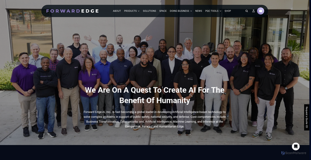 Security scan screenshot of https://www.forwardedge.ai/pages/about