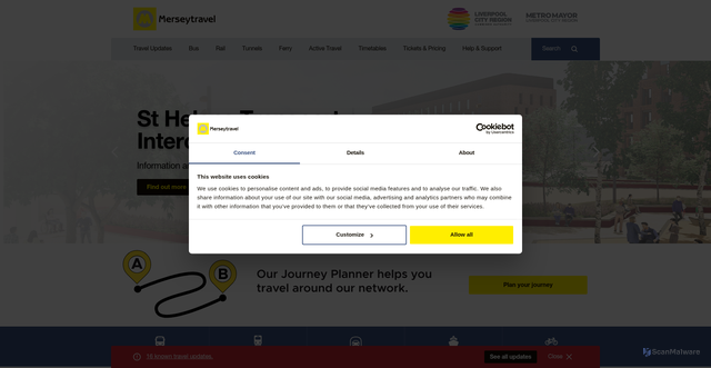 Security scan screenshot of https://www.merseytravel.gov.uk/