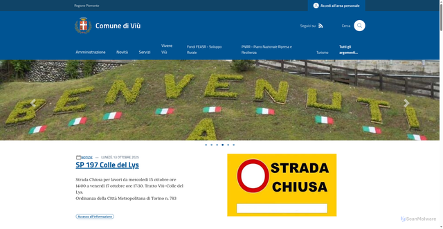 Security scan screenshot of https://www.comune.viu.to.it/