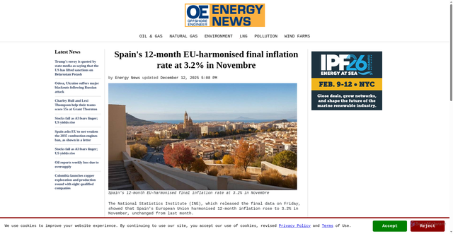 Security scan screenshot of https://energynews.oedigital.com/energy-markets/2025/12/12/spains-12month-euharmonised-final-inflation-rate-at-32-in-novembre