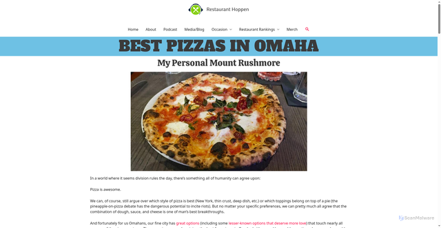 Security scan screenshot of https://restauranthoppen.com/best-omaha-pizzas/