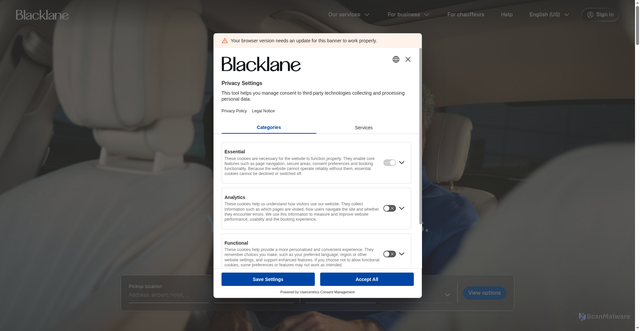 Security scan screenshot of https://blacklane.com