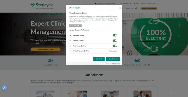 Security scan screenshot of https://www.stericycle.co.uk