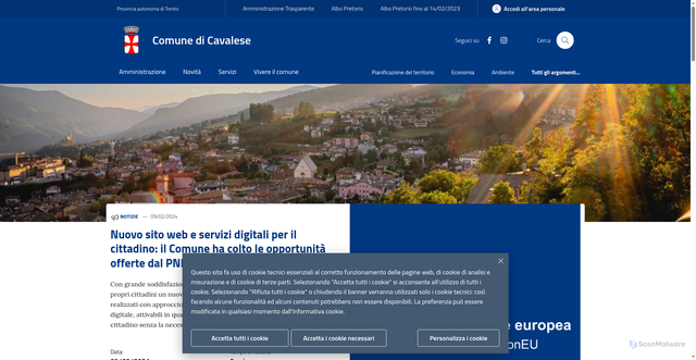 Security scan screenshot of https://www.comune.cavalese.tn.it/