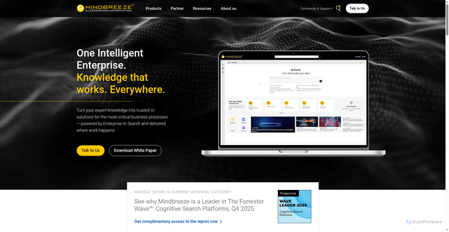 Security scan screenshot of https://mindbreeze.com