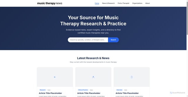 Security scan screenshot of https://musictherapynews.com/