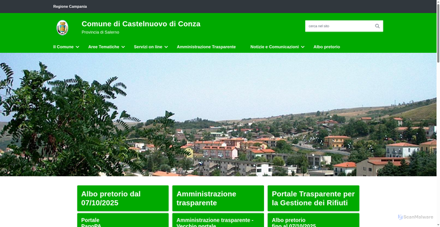 Security scan screenshot of https://comune.castelnuovodiconza.sa.it/