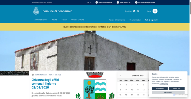 Security scan screenshot of https://comune.sennariolo.or.it/