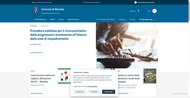 Security scan screenshot of https://www.comune.mandas.su.it