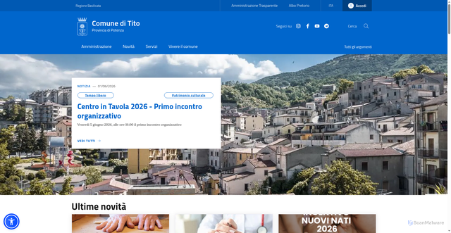 Security scan screenshot of https://www.comune.tito.pz.it