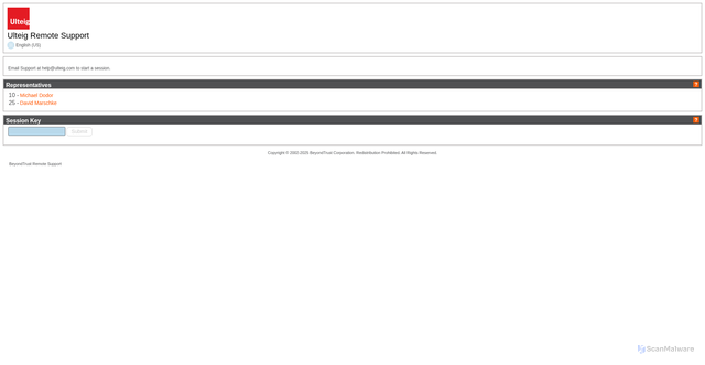 Security scan screenshot of https://ulteig.beyondtrustcloud.com