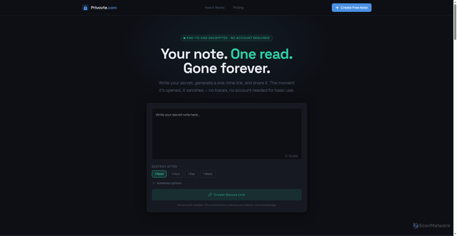 Security scan screenshot of https://privovte.com/