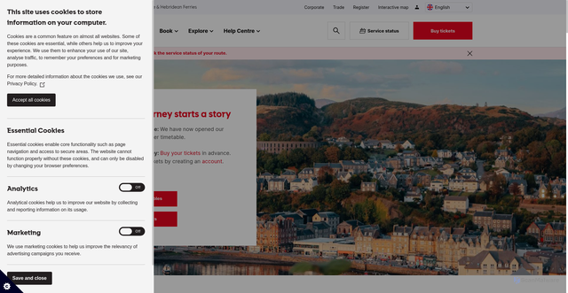 Security scan screenshot of https://www.calmac.co.uk/en-gb