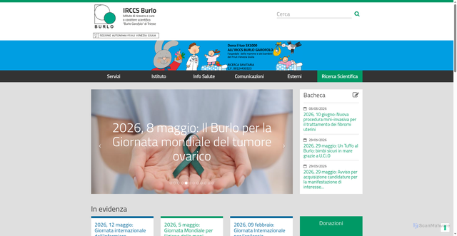 Security scan screenshot of https://www.burlo.trieste.it