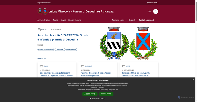 Security scan screenshot of https://www.unionemicropolis.pv.it