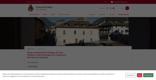 Security scan screenshot of https://comune.nus.ao.it/
