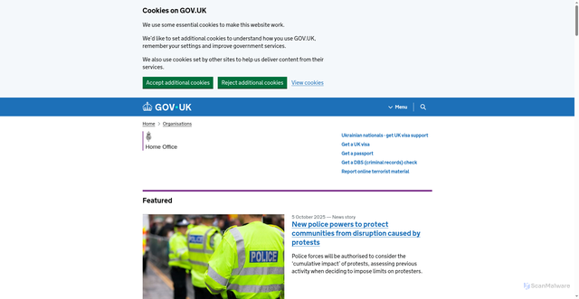 Security scan screenshot of https://www.gov.uk/government/organisations/home-office