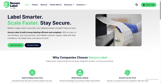 Security scan screenshot of https://securelabel.com/