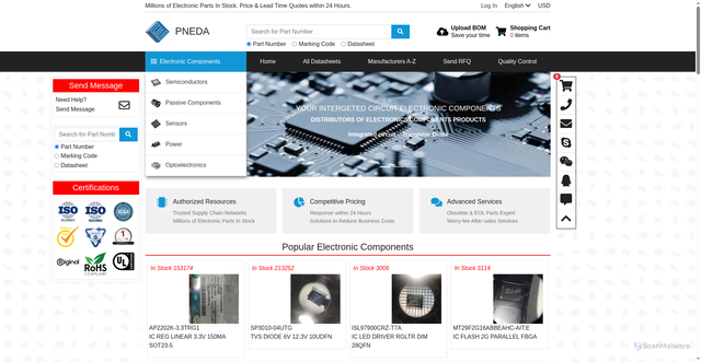 Security scan screenshot of https://www.pneda.com