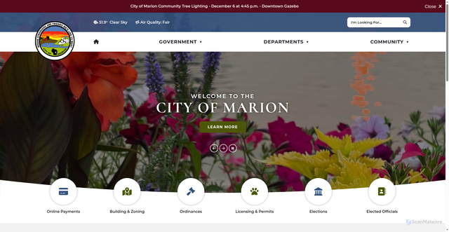 Security scan screenshot of https://cityofmarionwi.gov/