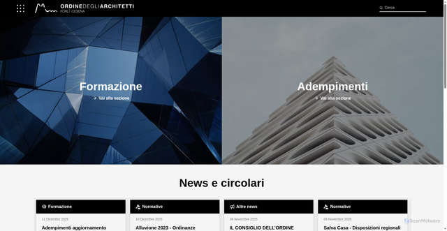 Security scan screenshot of https://architettiforlicesena.it/