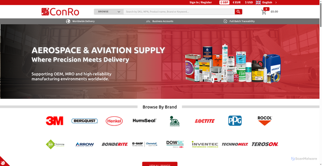 Security scan screenshot of https://www.conro.com