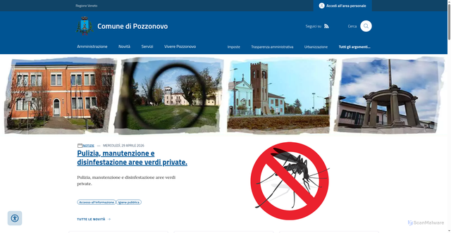 Security scan screenshot of https://www.comune.pozzonovo.pd.it/